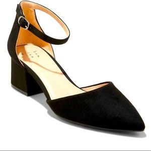 A new day black natalia microsuede pointed toe heels